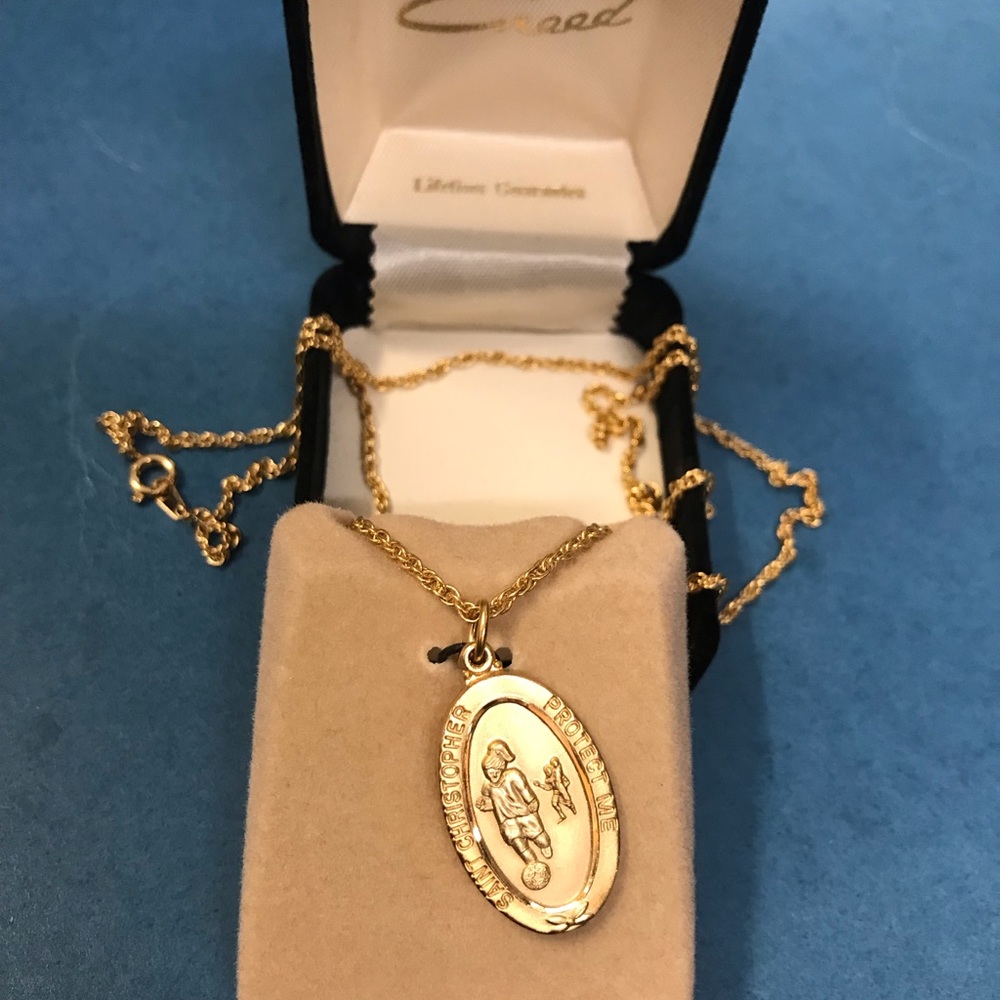 Girl Soccer Medal 24kt over Sterling Chain/Box